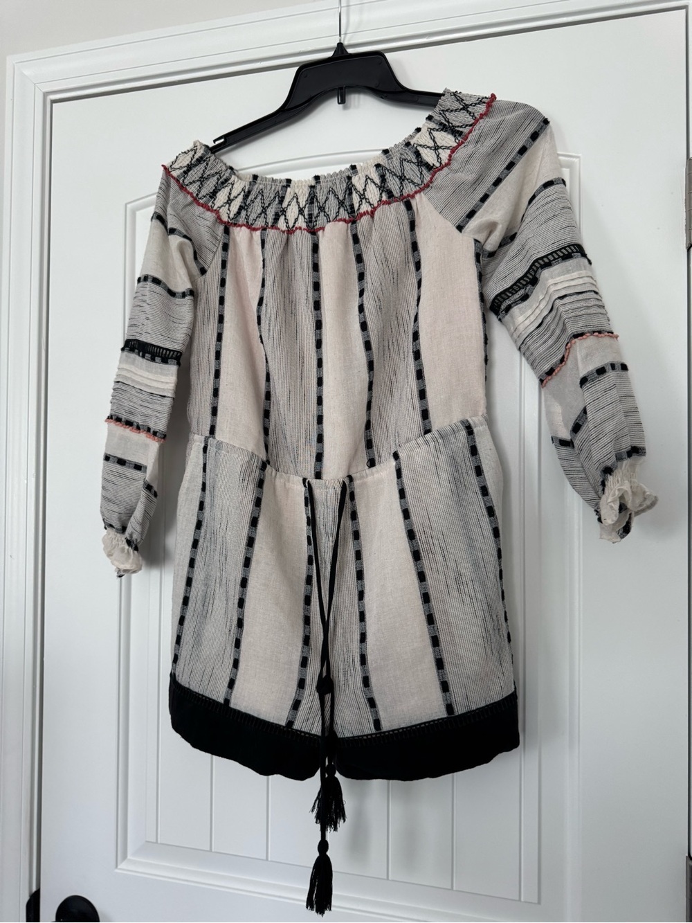 Adelyn Rae Cream and Black One-Shoulder Striped Dress - Picture 3 of 5